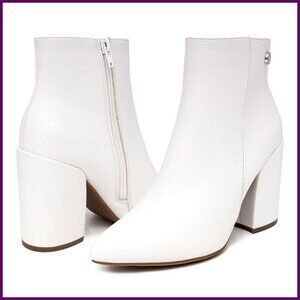 Women's Heeled Ankle Bootie Pointed Toe Block Heel Side Zipper Winter